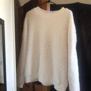 White faux fur sweater
